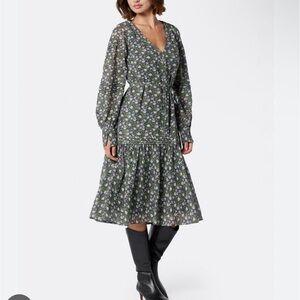 {NWT} $378 JOIE Gabriella Dress Midi Floral Caviar Multi